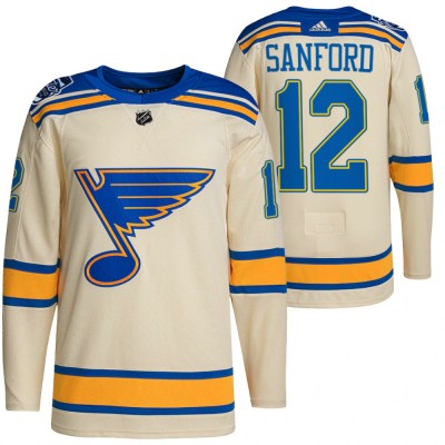 St. Louis St. Louis Blues #12 Zach Sanford Men's Adidas 2022 Winter Classic NHL Authentic Jersey Cream